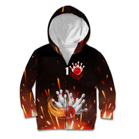 Personalized Bowling Ball and Pins Kid Hoodie Fiery Motion Trail and Spark Effect Design - Wonder Print Shop
