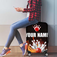 Personalized Bowling Ball and Pins Luggage Cover Fiery Motion Trail and Spark Effect Design - Wonder Print Shop