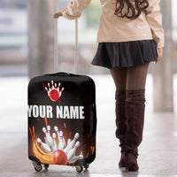 Personalized Bowling Ball and Pins Luggage Cover Fiery Motion Trail and Spark Effect Design - Wonder Print Shop