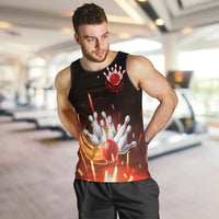Personalized Bowling Ball and Pins Men Tank Top Fiery Motion Trail and Spark Effect Design - Wonder Print Shop