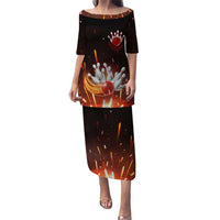 Personalized Bowling Ball and Pins Puletasi Fiery Motion Trail and Spark Effect Design - Wonder Print Shop