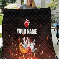 Personalized Bowling Ball and Pins Quilt Fiery Motion Trail and Spark Effect Design - Wonder Print Shop