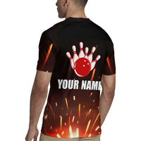 Personalized Bowling Ball and Pins Rugby Jersey Fiery Motion Trail and Spark Effect Design - Wonder Print Shop