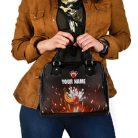 Personalized Bowling Ball and Pins Shoulder Handbag Fiery Motion Trail and Spark Effect Design - Wonder Print Shop