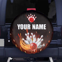 Personalized Bowling Ball and Pins Spare Tire Cover Fiery Motion Trail and Spark Effect Design - Wonder Print Shop