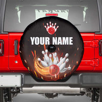 Personalized Bowling Ball and Pins Spare Tire Cover Fiery Motion Trail and Spark Effect Design - Wonder Print Shop