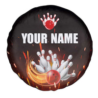 Personalized Bowling Ball and Pins Spare Tire Cover Fiery Motion Trail and Spark Effect Design - Wonder Print Shop