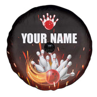 Personalized Bowling Ball and Pins Spare Tire Cover Fiery Motion Trail and Spark Effect Design - Wonder Print Shop