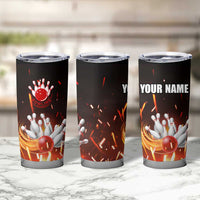 Personalized Bowling Ball and Pins Tumbler Cup Fiery Motion Trail and Spark Effect Design - Wonder Print Shop