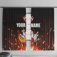 Personalized Bowling Ball and Pins Window Curtain Fiery Motion Trail and Spark Effect Design - Wonder Print Shop