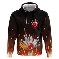 Personalized Bowling Ball and Pins Zip Hoodie Fiery Motion Trail and Spark Effect Design - Wonder Print Shop