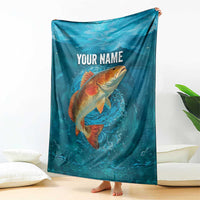 Personalized Redfish Puppy Drum Leaping in Ocean Splash Blanket Blue Lightning Water Background Design - Wonder Print Shop