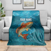 Personalized Redfish Puppy Drum Leaping in Ocean Splash Blanket Blue Lightning Water Background Design - Wonder Print Shop