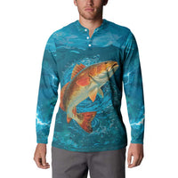 Personalized Redfish Puppy Drum Leaping in Ocean Splash Button Sweatshirt Blue Lightning Water Background Design - Wonder Print Shop