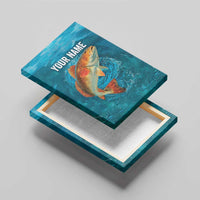 Personalized Redfish Puppy Drum Leaping in Ocean Splash Canvas Wall Art Blue Lightning Water Background Design - Wonder Print Shop