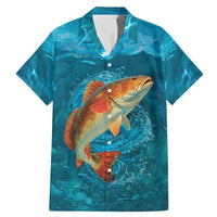 Personalized Redfish Puppy Drum Leaping in Ocean Splash Family Matching Mermaid Dress and Hawaiian Shirt Blue Lightning Water Background Design - Wonder Print Shop