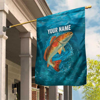Personalized Redfish Puppy Drum Leaping in Ocean Splash Garden Flag Blue Lightning Water Background Design - Wonder Print Shop