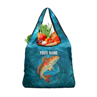 Personalized Redfish Puppy Drum Leaping in Ocean Splash Grocery Bag Blue Lightning Water Background Design - Wonder Print Shop