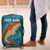 Personalized Redfish Puppy Drum Leaping in Ocean Splash Luggage Cover Blue Lightning Water Background Design - Wonder Print Shop