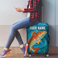 Personalized Redfish Puppy Drum Leaping in Ocean Splash Luggage Cover Blue Lightning Water Background Design - Wonder Print Shop