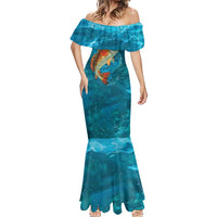 Personalized Redfish Puppy Drum Leaping in Ocean Splash Mermaid Dress Blue Lightning Water Background Design - Wonder Print Shop