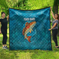 Personalized Redfish Puppy Drum Leaping in Ocean Splash Quilt Blue Lightning Water Background Design - Wonder Print Shop