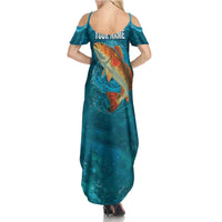 Personalized Redfish Puppy Drum Leaping in Ocean Splash Summer Maxi Dress Blue Lightning Water Background Design - Wonder Print Shop