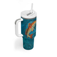 Personalized Redfish Puppy Drum Leaping in Ocean Splash Tumbler With Handle Blue Lightning Water Background Design - Wonder Print Shop