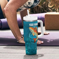 Personalized Redfish Puppy Drum Leaping in Ocean Splash Tumbler With Handle Blue Lightning Water Background Design - Wonder Print Shop