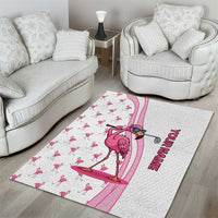 Personalized Pink Flamingo Playing Golf Area Rug Sunglasses and White Pattern Background Design - Wonder Print Shop