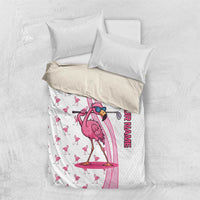 Personalized Pink Flamingo Playing Golf Bedding Set Sunglasses and White Pattern Background Design - Wonder Print Shop