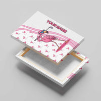 Personalized Pink Flamingo Playing Golf Canvas Wall Art Sunglasses and White Pattern Background Design - Wonder Print Shop