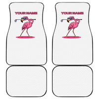 Personalized Pink Flamingo Playing Golf Car Mats Sunglasses and White Pattern Background Design - Wonder Print Shop