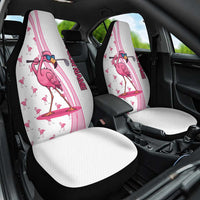 Personalized Pink Flamingo Playing Golf Car Seat Cover Sunglasses and White Pattern Background Design - Wonder Print Shop