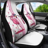 Personalized Pink Flamingo Playing Golf Car Seat Cover Sunglasses and White Pattern Background Design - Wonder Print Shop
