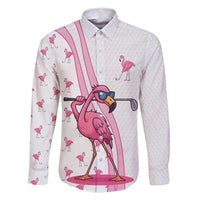 Personalized Pink Flamingo Playing Golf Family Matching Long Sleeve Bodycon Dress and Hawaiian Shirt Sunglasses and White Pattern Background Design - Wonder Print Shop