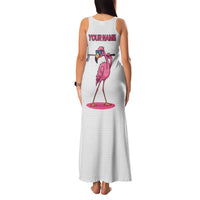 Personalized Pink Flamingo Playing Golf Family Matching Tank Maxi Dress and Hawaiian Shirt Sunglasses and White Pattern Background Design - Wonder Print Shop