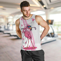 Personalized Pink Flamingo Playing Golf Men Tank Top Sunglasses and White Pattern Background Design - Wonder Print Shop