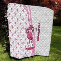 Personalized Pink Flamingo Playing Golf Quilt Sunglasses and White Pattern Background Design - Wonder Print Shop