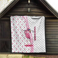 Personalized Pink Flamingo Playing Golf Quilt Sunglasses and White Pattern Background Design - Wonder Print Shop