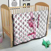 Personalized Pink Flamingo Playing Golf Quilt Sunglasses and White Pattern Background Design - Wonder Print Shop