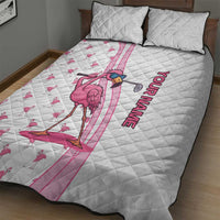 Personalized Pink Flamingo Playing Golf Quilt Bed Set Sunglasses and White Pattern Background Design - Wonder Print Shop