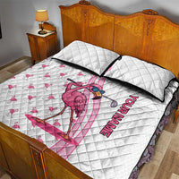 Personalized Pink Flamingo Playing Golf Quilt Bed Set Sunglasses and White Pattern Background Design - Wonder Print Shop