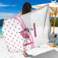 Personalized Pink Flamingo Playing Golf Sarong Sunglasses and White Pattern Background Design - Wonder Print Shop