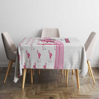 Personalized Pink Flamingo Playing Golf Tablecloth Sunglasses and White Pattern Background Design - Wonder Print Shop