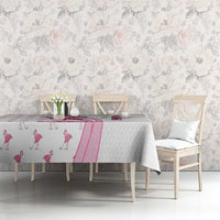Personalized Pink Flamingo Playing Golf Tablecloth Sunglasses and White Pattern Background Design - Wonder Print Shop
