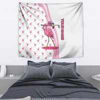 Personalized Pink Flamingo Playing Golf Tapestry Sunglasses and White Pattern Background Design - Wonder Print Shop