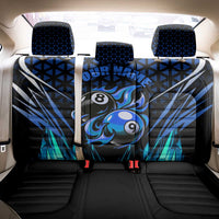 Billiards Design Back Car Seat Cover with Blue Flame Eight Ball and Lightning Pattern in Black Cyan Gradient Background - Wonder Print Shop