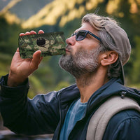 Bowling Camouflage Pattern 4 in 1 Can Cooler Tumbler with Ball and Pins Graphic in Army Green and Beige Brushstroke Design - Wonder Print Shop