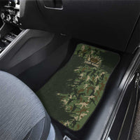 Bowling Camouflage Pattern Car Mats with Ball and Pins Graphic in Army Green and Beige Brushstroke Design - Wonder Print Shop